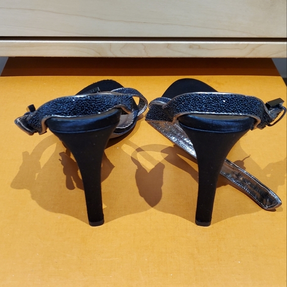 Gianfranco Ferre Vintage Black Open Toe Sandals Heels Size 39.5 / US 9.5 - Picture 4 of 12